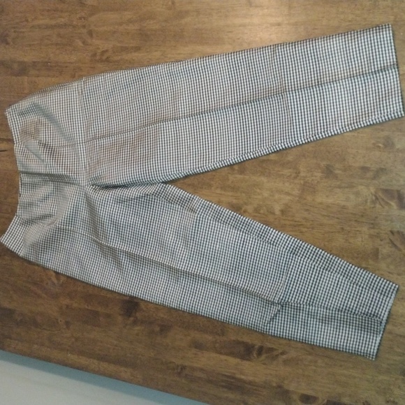 Ann Taylor 100% Silk Black White Gingham Ankle Pants sz4 - Picture 1 of 8